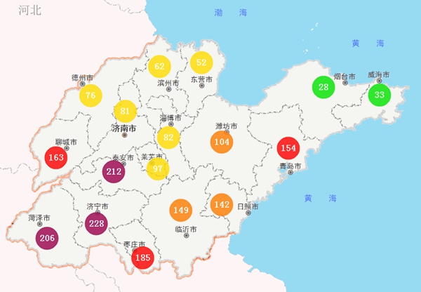 強霧霾波及山東9市 空氣質量呈現“夾心”的情況